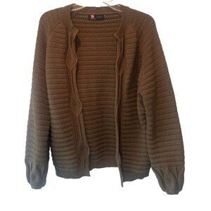 Kancy Kole Womens Cable Knit Open Cardigan Sweater Medium Classic Cozy Casual